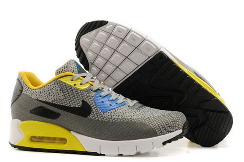 Nike Air Max 90 Jacquard Mens Gray Yellow Black Hot Uk